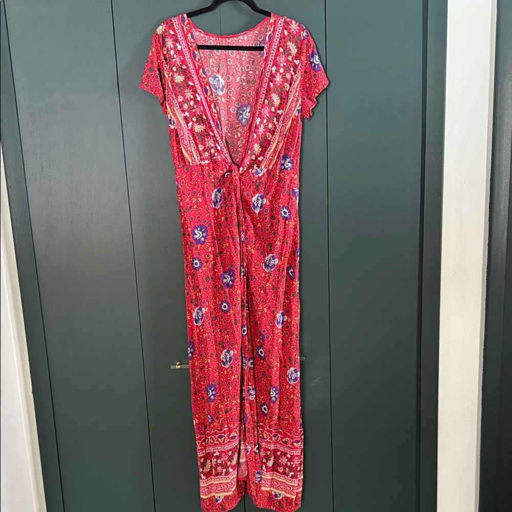 Red Floral Maxi Dress